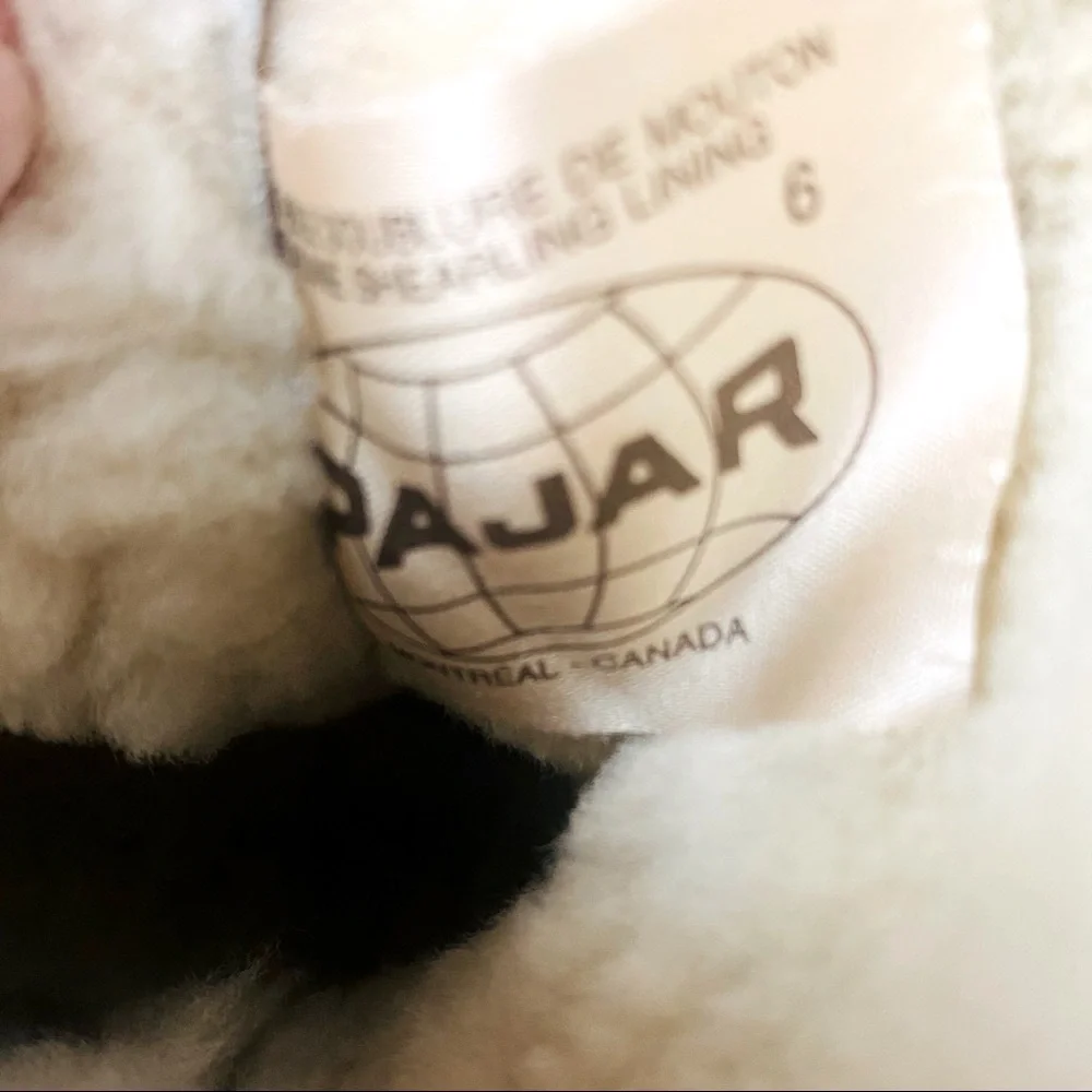 Pajar Brown Leather Winter Boots with Cream Shearling Cuff